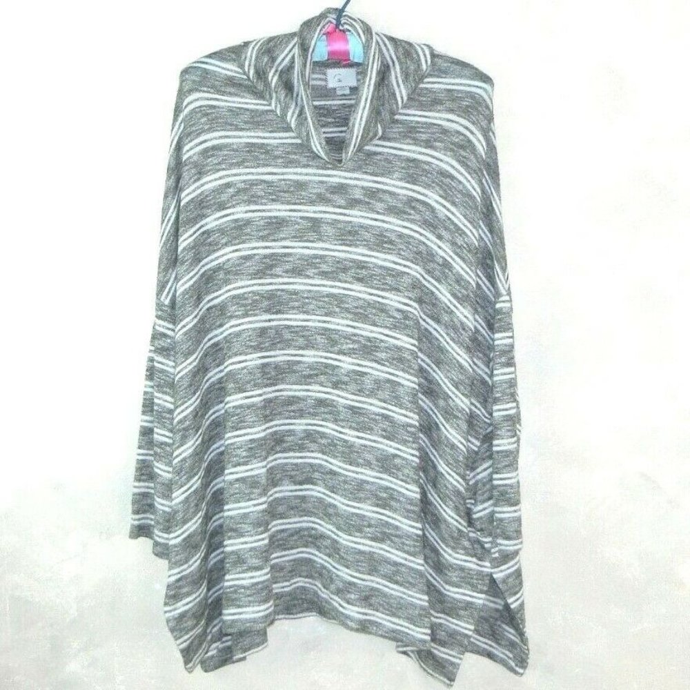 Anthropologie Postcard Pullover Tunic Grey Striped